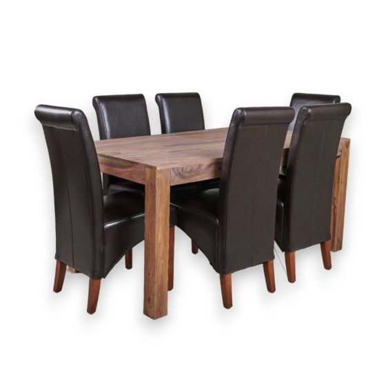 Cube Natural 180cm Dining Table & 6 Rollback Chairs