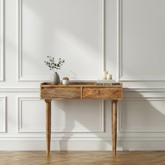 Scandi Mango 90cm 2 Drawer Console Table - In Stock