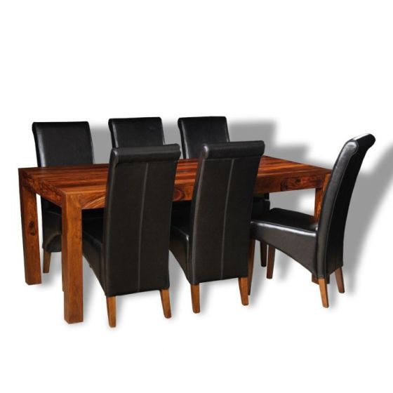 Large Cube Dining Table & 6 Rollback Dining Chairs 