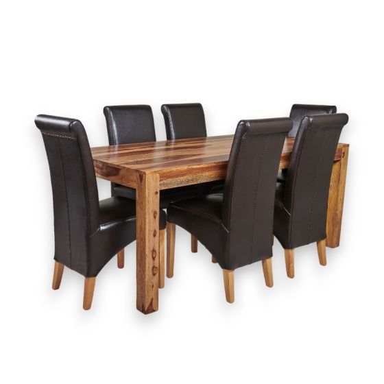Cube Light Dining Table & 6 Rollback Chairs