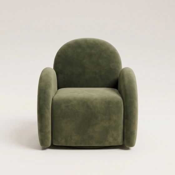 Green Velvet Easy Swivel Chair - In stock