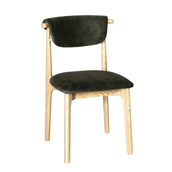 Cebu Green Velvet Oak Dining Chair (Light Legs) - Due 14th December