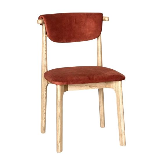 Cebu Rust Orange Velvet Oak Dining Chair (Light Legs) - Due 14th December
