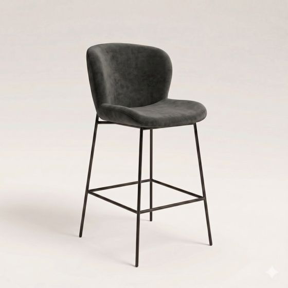 Charcoal Grey Velvet Bar Stool - Due 9th July