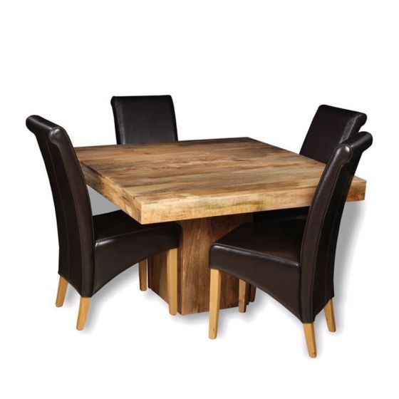 Light Dakota 120cm Cube Dining Table & 4 Rollback Chairs