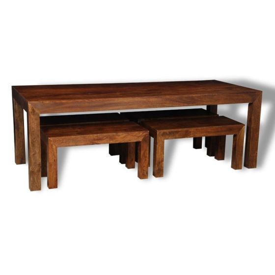 Dakota 220cm Dining Table & 4 Small Benches