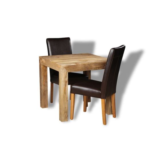 Light Mango Wood 80cm Dining Table & 2 Barcelona Chairs