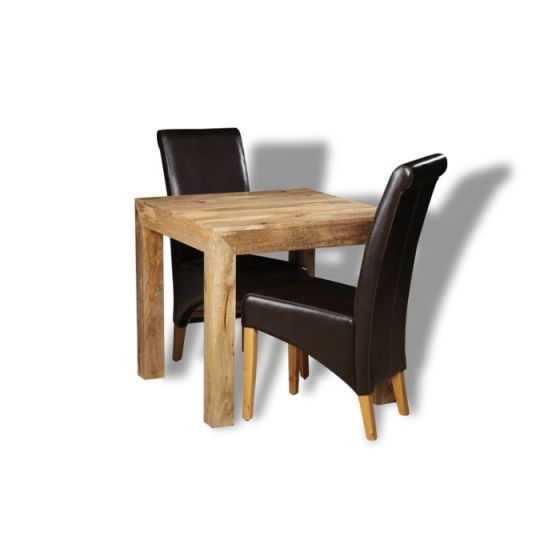 Light Mango Wood 80cm Dining Table & 2 Rollback Dining Chairs
