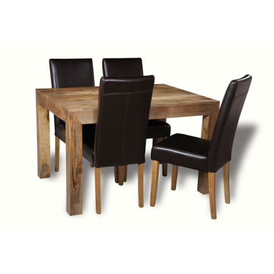 Light Mango Wood 160cm Dining Table & 4 Barcelona Chairs