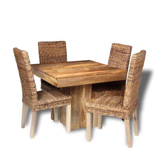 Light Dakota 90cm Cube Dining Table & 4 Havana Chairs 