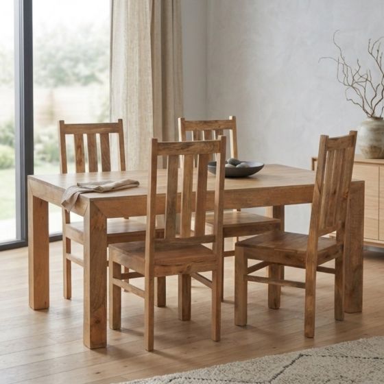 Dakota Light 160cm Dining Table & 4 Dakota Chairs - In Stock