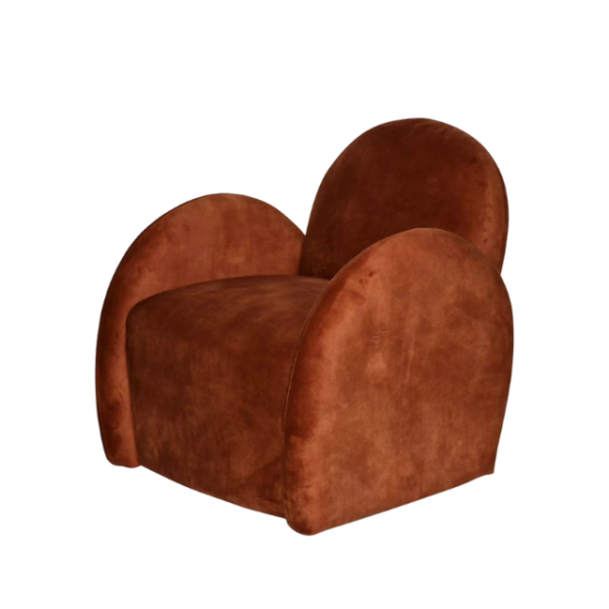 Rust Orange Velvet Easy Chair