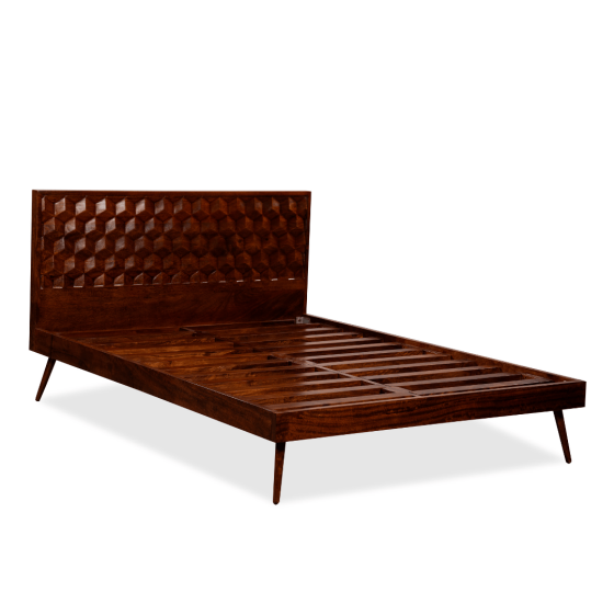 Geo Mango Wood Bed Frame (4 Sizes) - In Stock