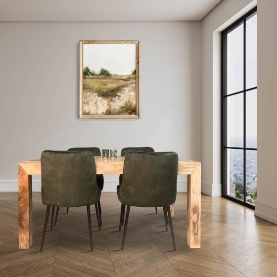 Light Dakota 160cm Dining Table & 4 Henley Velvet Chairs (7 Colours) - In Stock