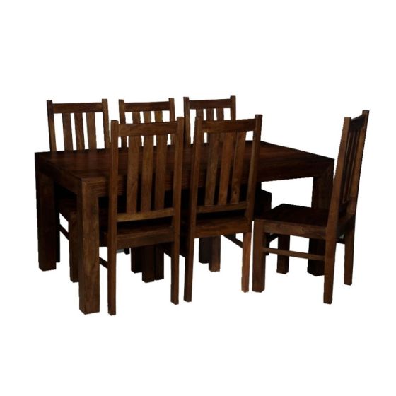 Mango Wood 180cm Dining Table & 6 Dining Chairs