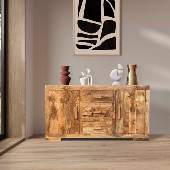 Light Mango Wood 134cm Wide Sideboard - In Stock