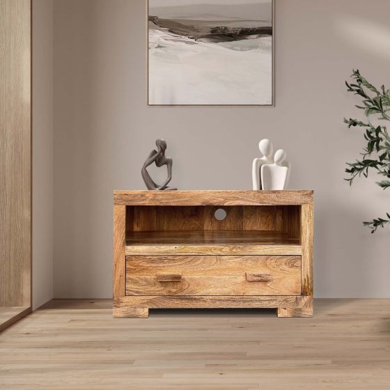 Light Mango Wood 85cm TV Unit - In Stock