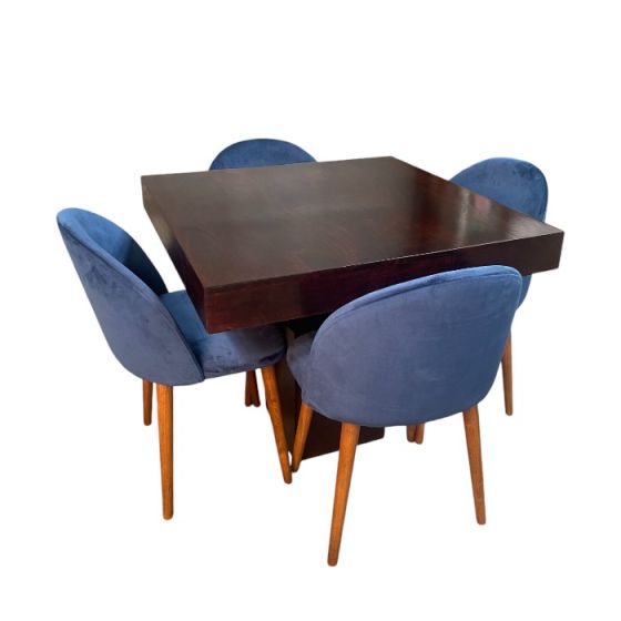Mango Wood 90cm Cube Dining Table & 4 Zena Dining Chairs