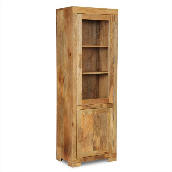 Light Mango Wood Display Cabinet