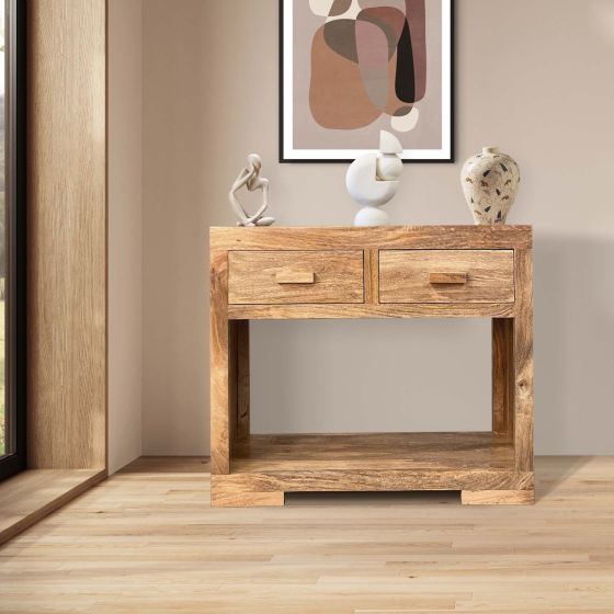 Light Mango Wood 90cm Console Table - Due 22 May