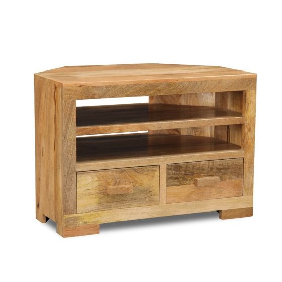Light Mango Wood Corner TV Unit