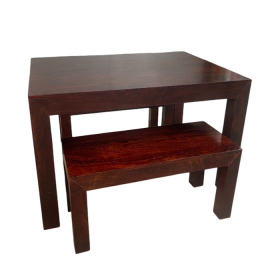 Mango Wood 120cm Dining Table & 2 Mango Wood Benches