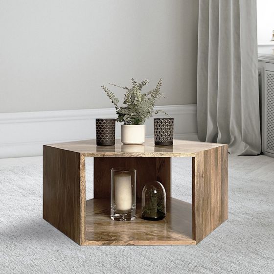 Geo Light Mango Hexagon Coffee Table - In Stock