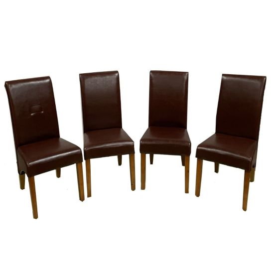 Set of 4 Antique Brown Rollback Chairs (T72)