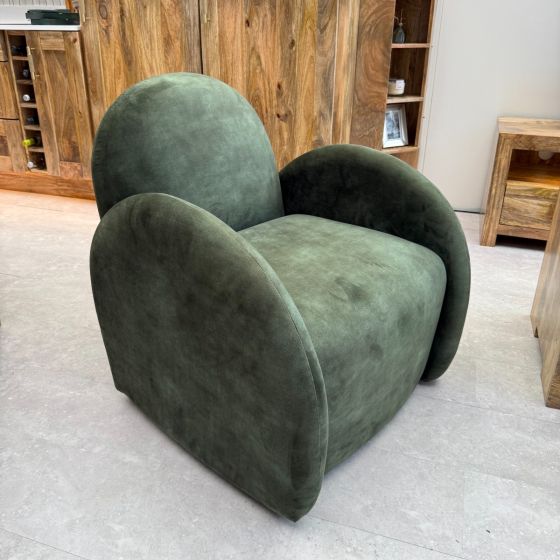 Green Velvet Easy Swivel Chair - In stock