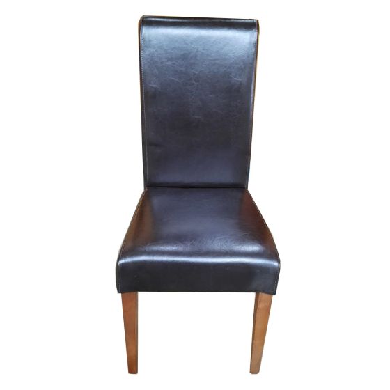 Black Leather Rollback Dining Chair