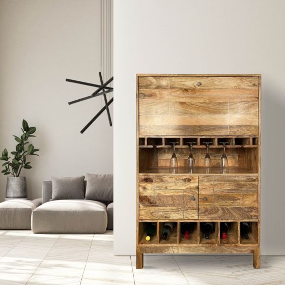 Inset Light Mango 85cm Drinks Cabinet - In Stock