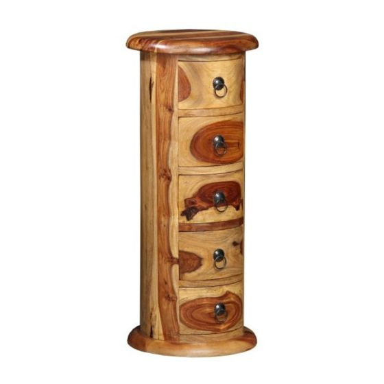 Jali Sheesham - 32cm 5 Drawer Slim Drum - Light - In Stock