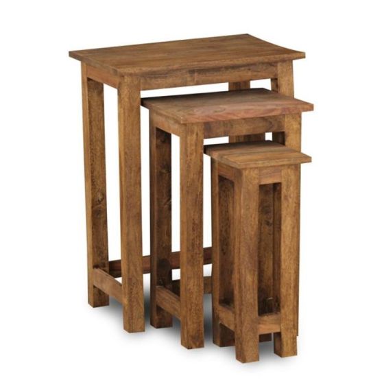 Jali Sheesham Tall Nest of Tables - Natural