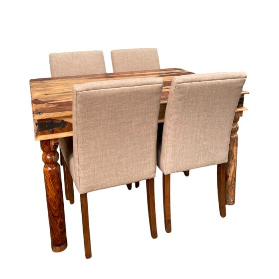 Jali Light 120cm Dining Table & 4 Milan Dining Chair