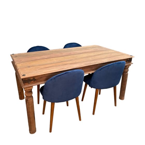 Jali Natural 160cm Dining Table & 4 Zena Dining Chairs