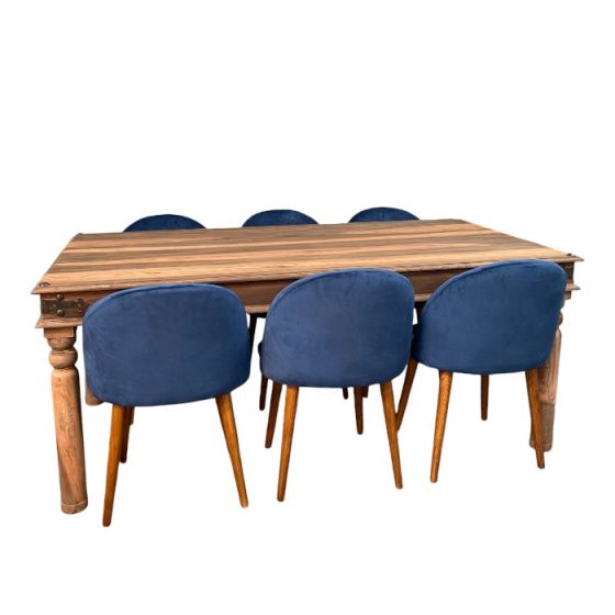 Jali Natural 180cm Dining Table & 6 Zena Dining Chairs