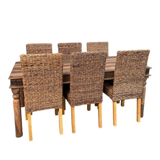 Jali Natural 180cm Dining Table & 6 Rattan Dining Chairs