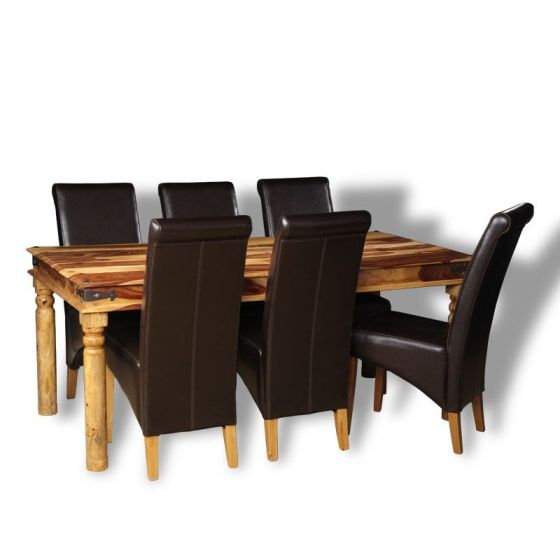 Large Jali Light Dining Table & 6 Rollback Chairs