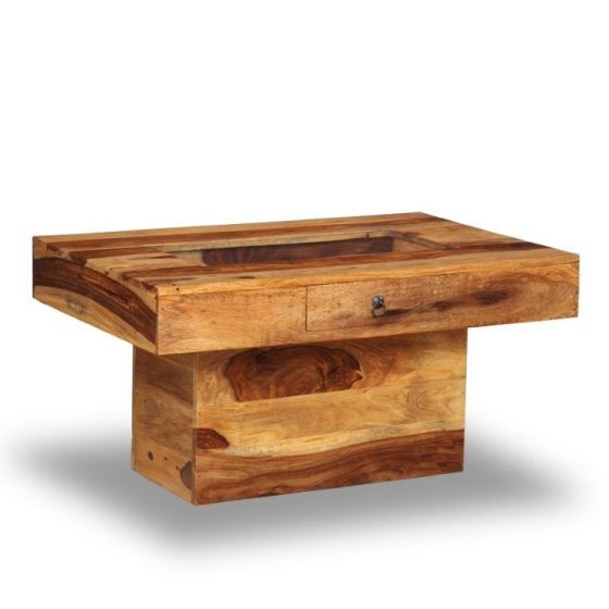 Jali Sheesham - 90CM Pebble Coffee Table - Light - In Stock