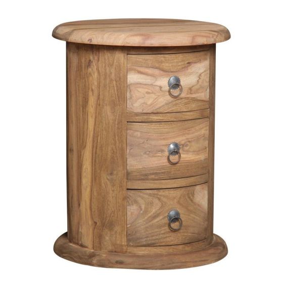 Jali Sheesham - 3 Drawer Drum-Natural- Last One Remaining 