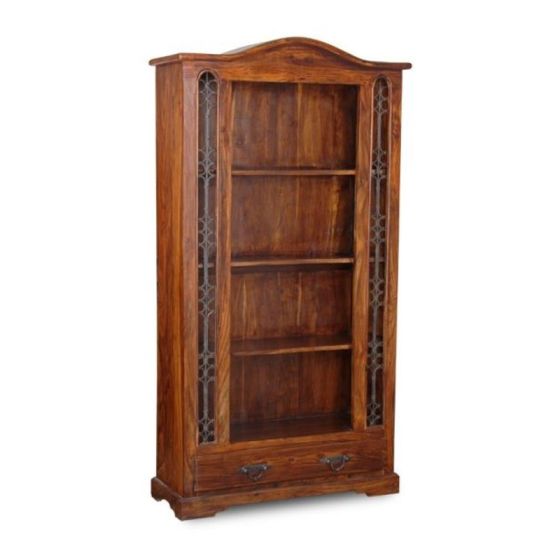 Jali Sheesham - Side 1 Drawer 90cm Bookcase - Honey