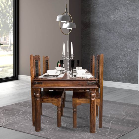 Jali Sheesham - 120cm Dining Set - In Stock