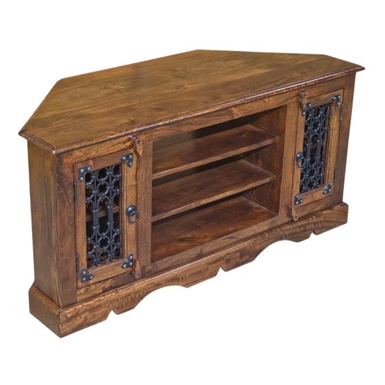 Jali Mango - Honey 114cm Corner TV Unit - In Stock