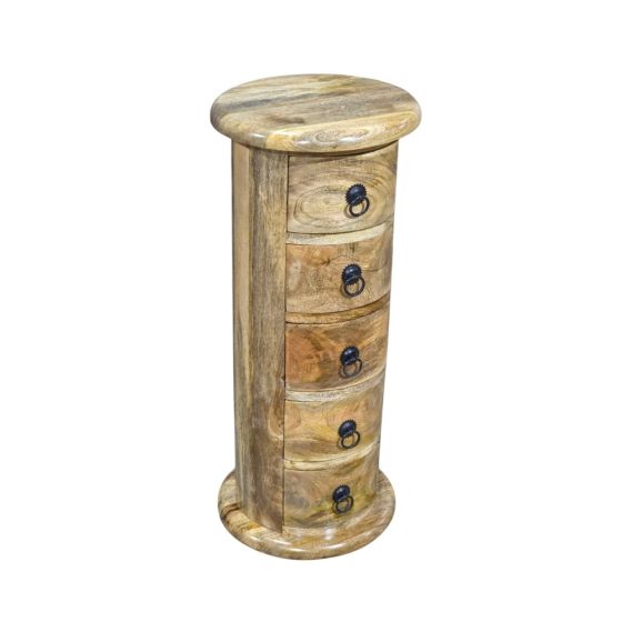 Jali Mango - Light 32cm 5 Drawer Slim Drum - In Stock