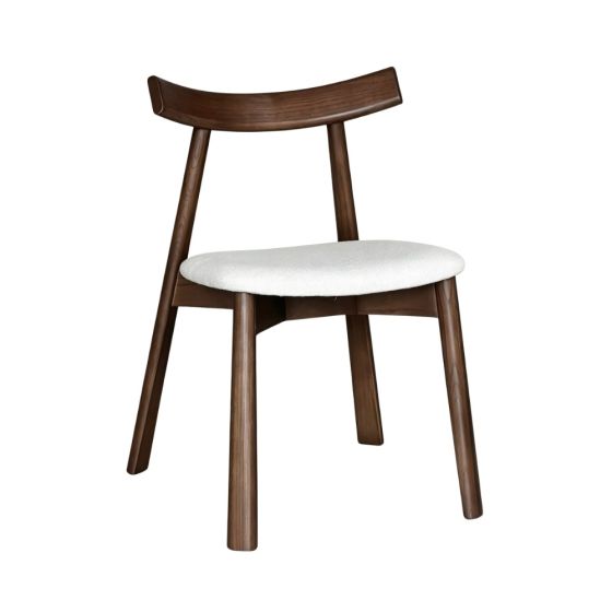 Japandi Cream Boucle Oak Dining Chair (Dark Leg) - Due 30th September