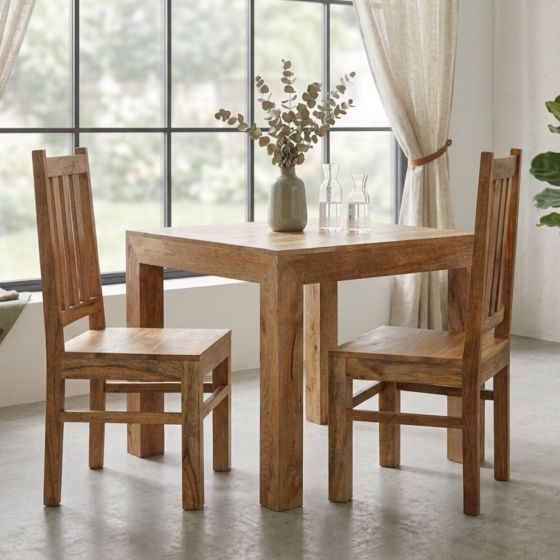 Light Dakota 80cm Dining Table & 2 Dakota Chairs - In Stock