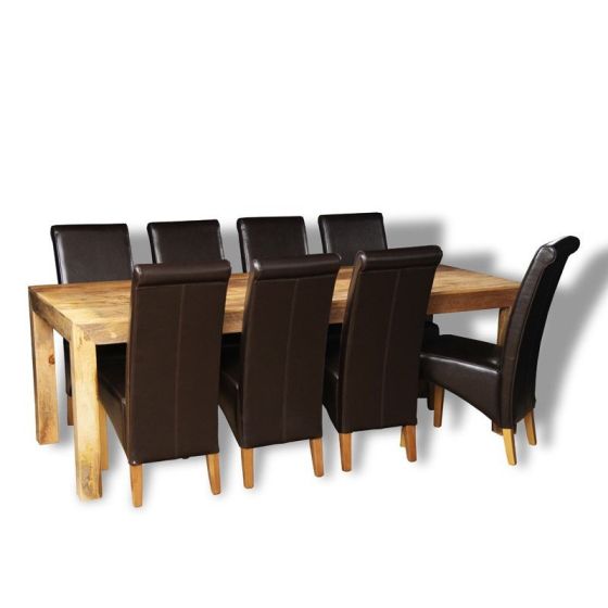 Mango 220cm Dining Table & 8 Rollback Chairs