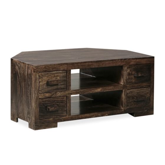 Mango Wood 115cm Corner TV Unit