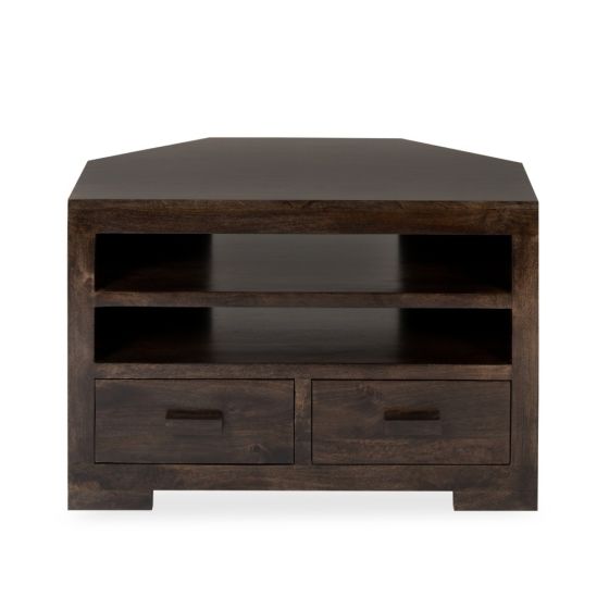 Mango Wood Walnut 85cm Corner TV Unit