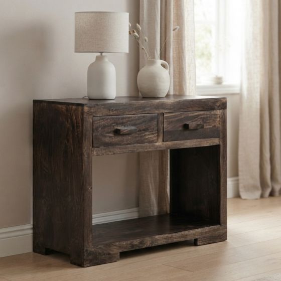 Mango Wood Walnut 90cm Console Table - In Stock